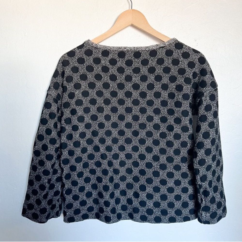 Madewell Maude Polka Dot Jacquard Top Heavy Weight 3/4 Small Black Gray - Picture 4 of 6